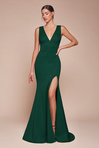 Ladivine CH395 Fitted Sleeveless Slit Gown