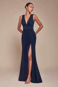 Ladivine CH395 Fitted Sleeveless Slit Gown