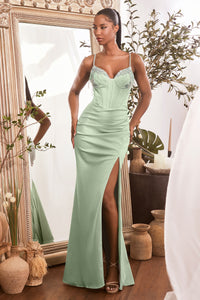 OC021 IRIDESCENT FITTED GOWN WITH EMBELLISHED DETAILS