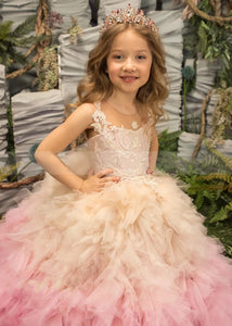 AE032 Children's Ombre Tulle Ball Gown Princess Pageant Dress