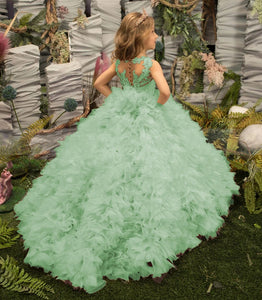 AE032 Children's Ombre Tulle Ball Gown Princess Pageant Dress