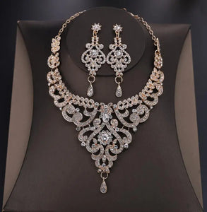 Vintage Inspired Chandelier Earring and Necklace Jewelry Set