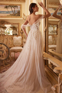 BIRDS OF ROMANCE OFF THE SHOULDER  A-LINE GOWN