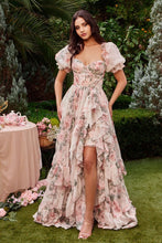 Load image into Gallery viewer, A1336 FLORAL PRINTED RUFFLE GOWN
