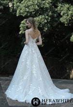 Load image into Gallery viewer, HW3070 HERAWHITE Ethereal A-Line Wedding Dress With Frosted Flower Lace
