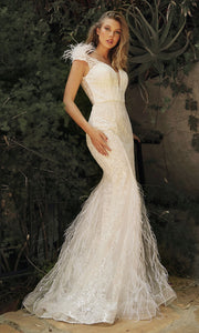 EMBELLISHED MERMIAD FEATHER ADORNED BRIDAL GOWN