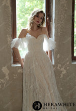 Load image into Gallery viewer, HERAWHITE - HW3049 - Allover Lace Boho Sweetheart Wedding Gown With Corset Back

