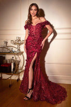 Load image into Gallery viewer, CC2164 Ladivine OFF THE SHOULDER 3D APPLIQUE FLORAL GOWN
