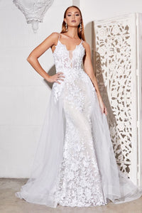 LOVELY LACE WEDDING GOWN WITH OVERSKIRT