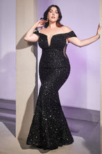 Load image into Gallery viewer, CD975C Ladivine Off the shoulder sequin decadent gown.
