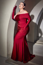 Load image into Gallery viewer, CD979 Ladivine STRETCH SATIN GOWN WITH GLOVES
