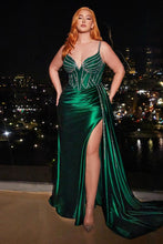 Load image into Gallery viewer, CCDS440 Ladivine FITTED SATIN GOWN WITH BEADED BODICE
