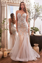 Load image into Gallery viewer, CDS488 SEQUIN FLORAL APPLIQUE MERMAID GOWN
