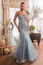 Load image into Gallery viewer, CDS488 SEQUIN FLORAL APPLIQUE MERMAID GOWN
