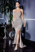 Load image into Gallery viewer, CF199 Ladivine SEQUIN COWL FITTED GOWN
