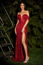 Load image into Gallery viewer, CH167 Ladivine Off the shoulder sequined gown
