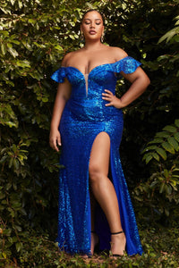 CH167 Ladivine Off the shoulder sequined gown