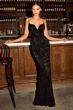 Load image into Gallery viewer, CH180 Ladivine Iridescent sequined fitted gown
