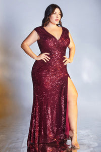 CH198 Ladivine Fitted sequin evening gown