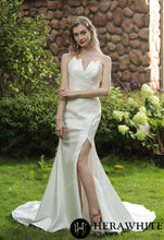 Load image into Gallery viewer, HW3071 HERAWHITE Strapless Silky Satin Wedding Dress With Detachable Overskirt
