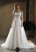 Load image into Gallery viewer, HW3029 HERAWHITE Beaded A-Line Wedding Dress with Spaghetti Straps
