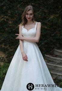 HW3046 HERAWHITE Minimalist Chic Modern Ballgown Wedding Dress With Shoulder Straps