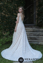 Load image into Gallery viewer, HW3044  HERAWHITE Summer Boho Lace Wedding Dress With Spaghetti Straps
