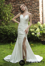 Load image into Gallery viewer, HERAWHITE - HW3071 - Strapless Silky Satin Wedding Dress With Detachable Overskirt
