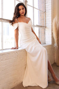 STYLISH OFF THE SHOULDER CREPE GOWN