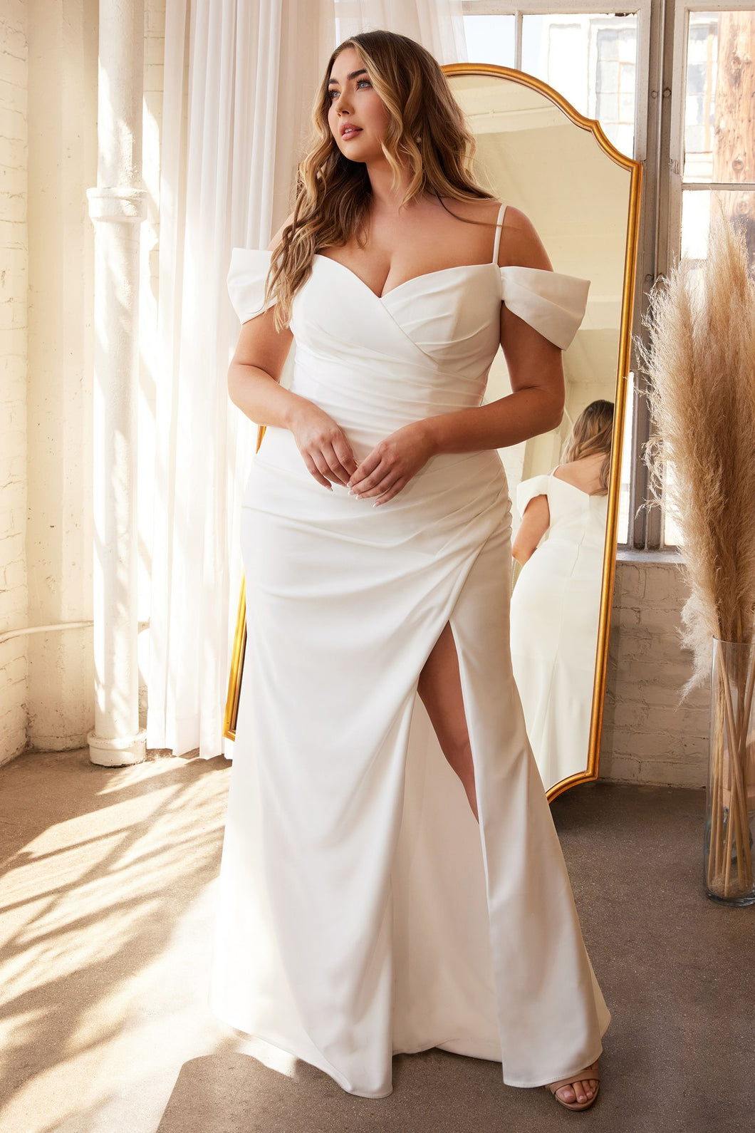 STYLISH OFF THE SHOULDER CREPE GOWN