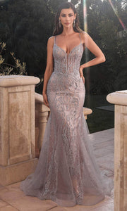 CC2253 Plunging Godets Mermaid Evening Gown