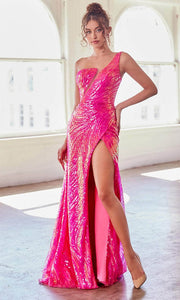 CK937 - Fully Sequin One Shoulder Prom Gown
