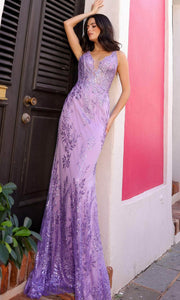 E1273  Sleeveless Embroidered Prom Gown