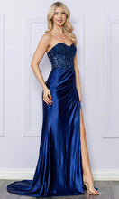 Load image into Gallery viewer, E1284 - Beaded Embroidered Strapless Prom Dress
