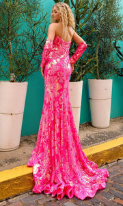 R1268 - Floral Sequin Mermaid Evening Dress