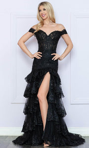 Nox Anabel R1301 - Applique Trumpet Prom Dress