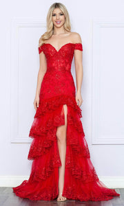 R1301 - Applique Trumpet Prom Dress