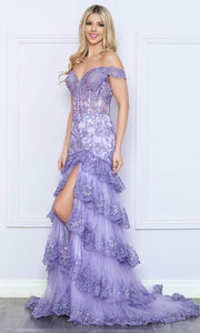 R1301 - Applique Trumpet Prom Dress