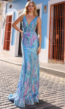 Load image into Gallery viewer, R1402 - Sequin Embellished Plunging V-Neck Prom Gown
