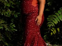 Load and play video in Gallery viewer, CD975C Ladivine Off the shoulder sequin decadent gown.
