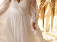 Load and play video in Gallery viewer, ROMANTIC SWEETHEART SHEER SLEEVE CHIFFON DRESS
