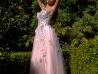 Load and play video in Gallery viewer, A1330 A-LINE OFF THE SHOULDER PINK DRESS
