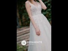 Load and play video in Gallery viewer, HERAWHITE - HW3034 - Beaded Sequins Lace And Sexy Split Wedding Dress
