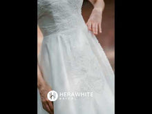 Load and play video in Gallery viewer, HW3056 HERAWHITE Classic Sweetheart Satin Wedding Dress With Detachable Pouf Sleeves
