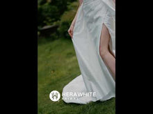 Load and play video in Gallery viewer, HW3071 HERAWHITE Strapless Silky Satin Wedding Dress With Detachable Overskirt

