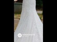 Load and play video in Gallery viewer, HW3051 HERAWHITE Classic V-Neck Allover Lace Fit And Flare Wedding Dress
