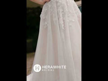 Load and play video in Gallery viewer, HW3036 HERAWHITE Elegant Floral 3D Lace Wedding Dress With Off-Shoulder Straps
