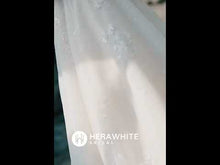 Load and play video in Gallery viewer, HERAWHITE - HW3047 - Plunging Sweetheart Beaded Wedding Dress With Double Band
