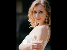 Load and play video in Gallery viewer, HERAWHITE - HW3070 - Ethereal A-Line Wedding Dress With Frosted Flower Lace
