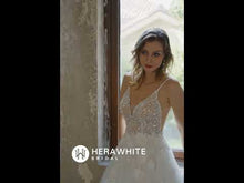 Load and play video in Gallery viewer, HW3035 HERAWHITE Sparkly Sequined Floral Tulle Ball Gown With V-neck
